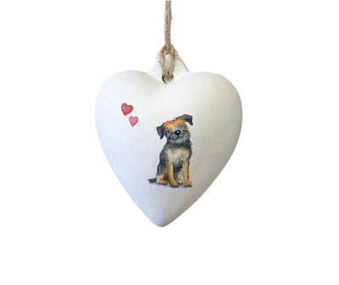 Border Terrier Ceramic Heart Bauble